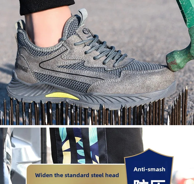 summer mesh safety shoes breathable work shoes industrial construction indestructible shoes for men steel toe safety work boots