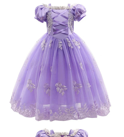 Girl Pink Aurora Cosplay Princess Dress Up Kids Christmas Halloween Tulle Fancy Rapunzel Costume for Children Girls Birthday