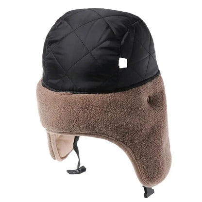 Men Winter Bomber Hat With Goggles Outdoor Motorcycle Windproof Warm Faux Fur Pilot Earflap Hat Leather Thermal Ushanka