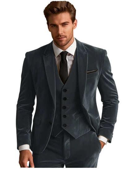 Elegant Wedding Men's Suit Business Tuxedos Formal 3 Piece Set Jacket Vest Pants Single Breasted Men Sport Coats Blazers