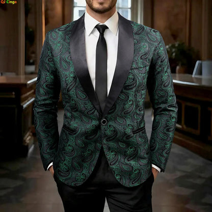 2026 New Men's Red Cashew Flower Blazer, Wedding Party Dress Jacket, White Blue Black Brands Blazers Coat, S M L XL XXL