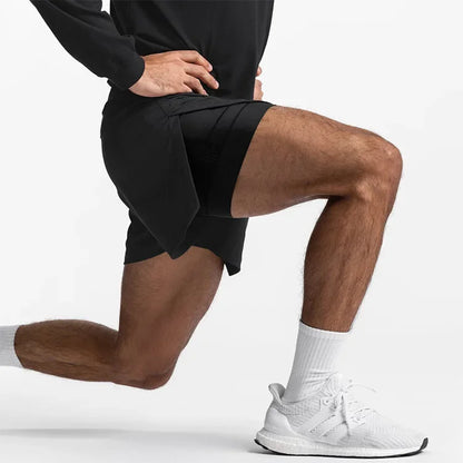 Mens Gym 2 in 1 Jogger Sport Short Pants Man Quick Dry Running Workout Basketball Shorts Male Gym Fitness Sweatpant Bottoms