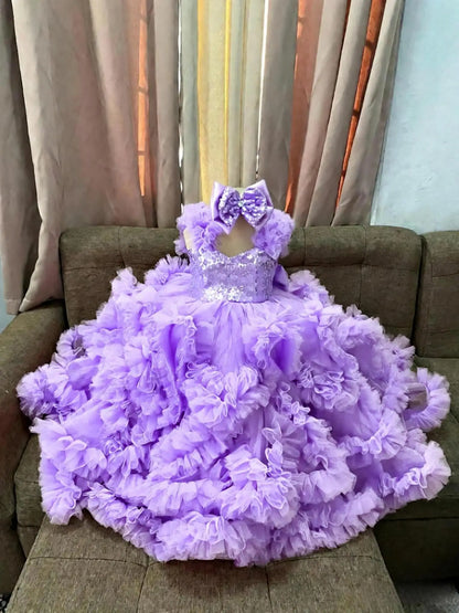Luxury Ball Gown Girls Birthday Party Gowns Ruffles Sequined Flower Girl Dress For Wedding Customized Princess Child Prom Dress