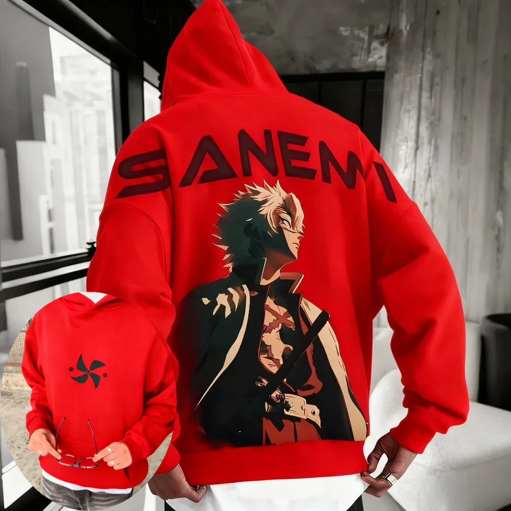 Demon Slayer: Kimetsu no Yaiba Men Hoodie Sweatshirt Sanemi Shinazugawa Anime Spring Autumn Boy Long-sleeved Parent-child Outfit