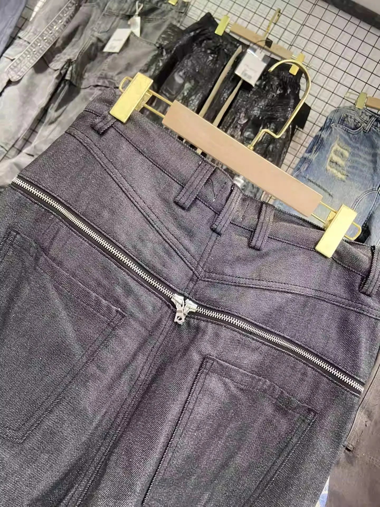 Unisex Brush Wax Zipper Original Cow Jeans Men's and Women's Denim Pants ZJ117