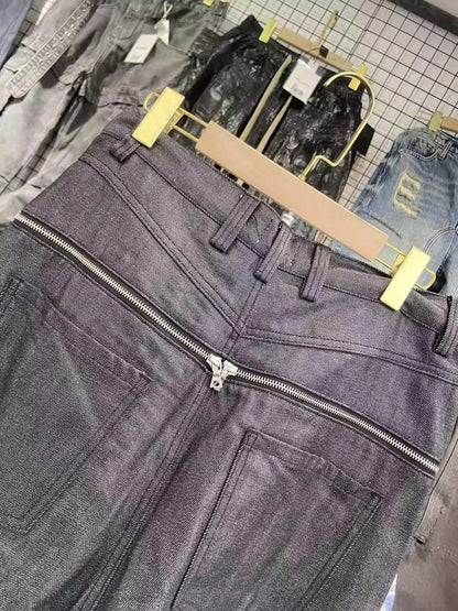 Unisex Brush Wax Zipper Original Cow Jeans Men's and Women's Denim Pants ZJ117
