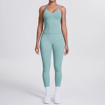 2 Piece Yoga Clothes Women Tracksuit Athletic Wear Pilates Fitness Suit Gym Workout Push Up Clothes Sports Bra Leggings Suit