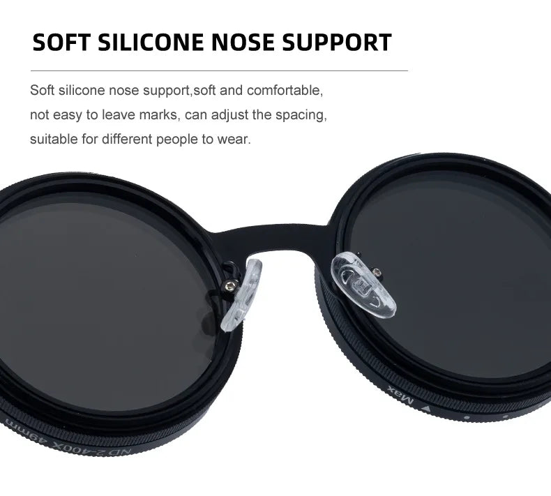 Cycling ND2-400 9 Level Adjustable Dimming Polarized Sunglasses Men Women Fishing Punk Round Glasses Eyeglasses ND Filter