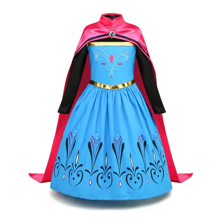 Elsa Anna Princess Dress Girls Cosplay Mesh Sequin Costumes Kids Snow Queen Halloween Carnival Birthday Party Gowns 12Y