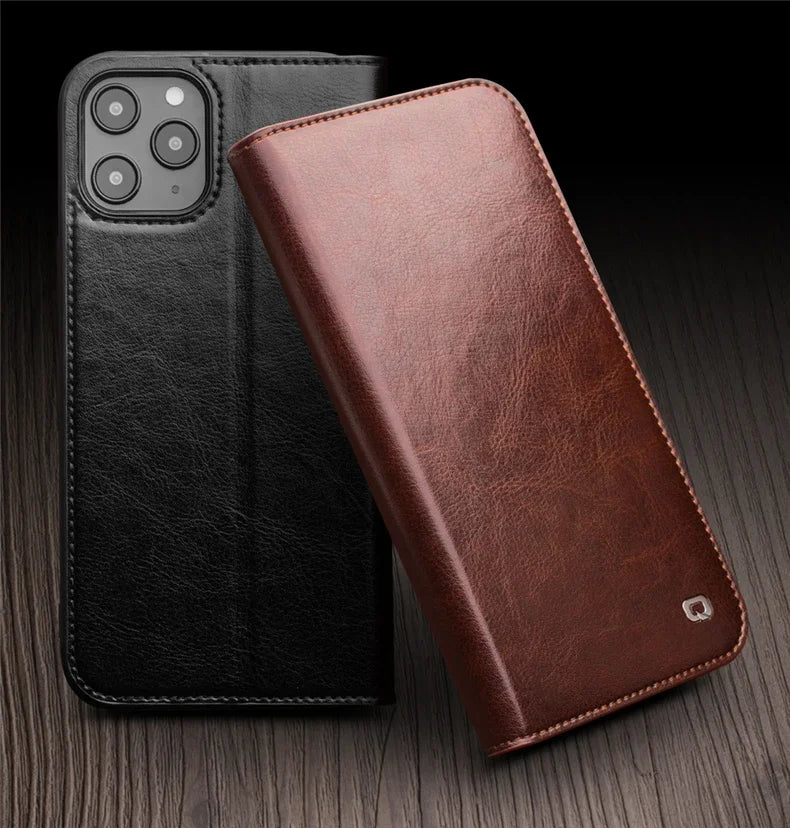Luxury Thin Case for iPhone15 14 13 12 11 Pro Max Mini Genuine Leather Fashion Cover for XR XS Max 7 8 14 Plus Card Slot