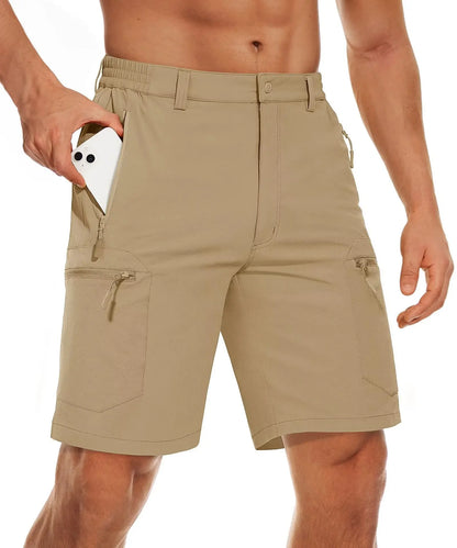 5 Zipper Pockets Summer Quick Dry Cargo Shorts Mens Fishing Shorts Stretch Outdoor Hiking Nylon Work Shorts Lightweight