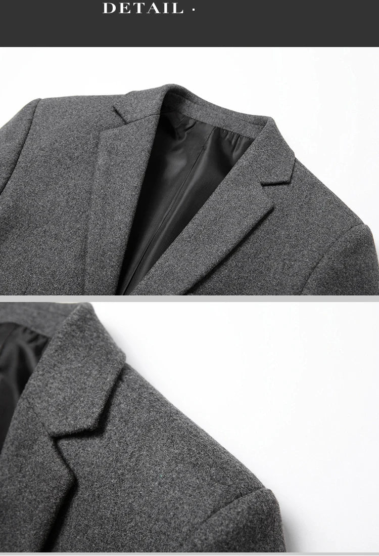 Brand Business Casual Wool Blazer Men 2026 Autumn and Winter New Solid Men Blazer Regular Fit Long Sleeve Blazers for Men