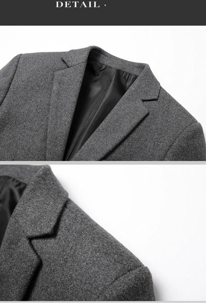 Brand Business Casual Wool Blazer Men 2026 Autumn and Winter New Solid Men Blazer Regular Fit Long Sleeve Blazers for Men