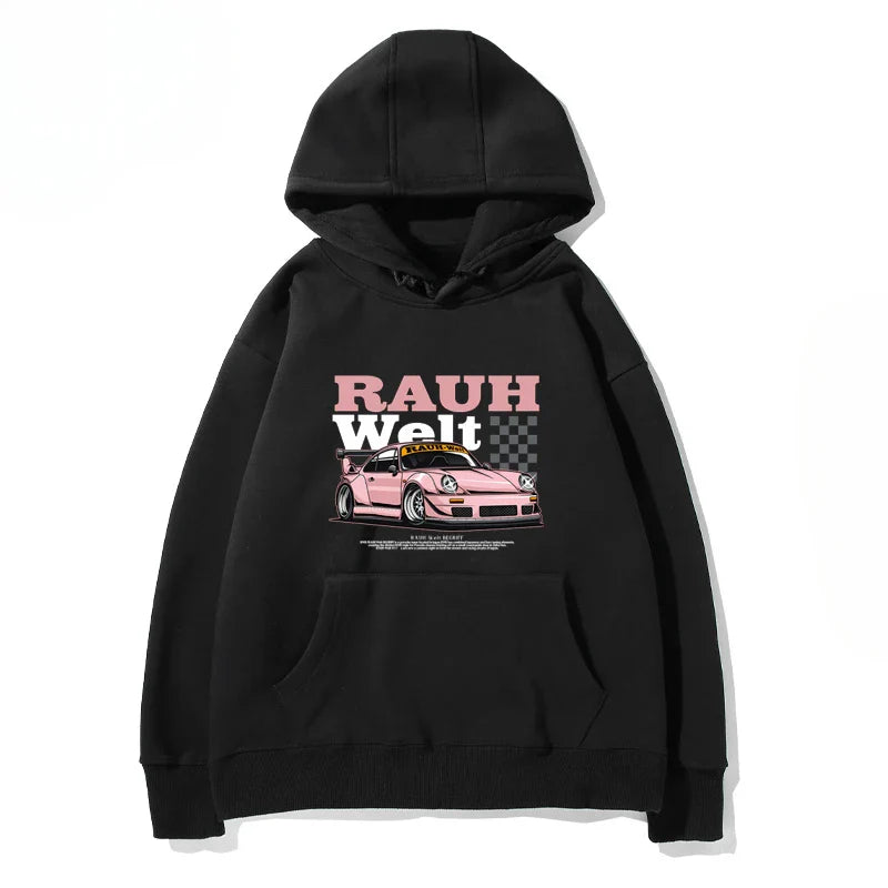 RWB Modified Car 911 Black Hooded Hoodie Women Of The Same Model New New Autumn And Winter Casual Loose Top Clothing