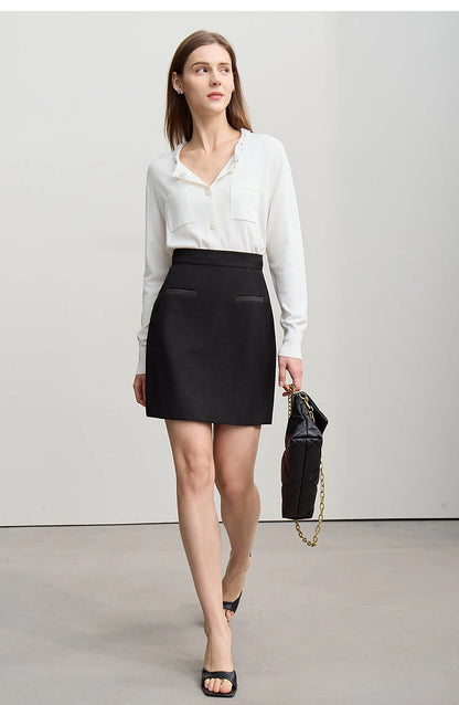 Mini Skirt 2026 Spring New Elegant Commuter Versatile Short Skirt A-Line Color-blocking Splicing Women's Clothing 12621021