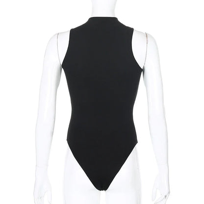 Harajuku Solid Jumpsuit Women Sleeveless Bodycon Sexy Black Body Tops Fashion Streetwear Vintage Y2k Gothic Bodysuits Clothing
