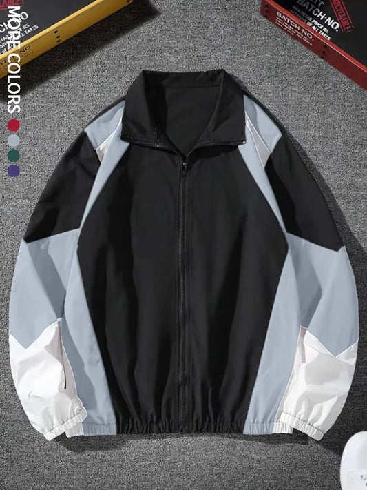 Men's Color-Blocked Jacket, Lightweight, Casual, Travel, Windproof and Wear-Resistant, High-Quality Fabric, Boyfriend Gift