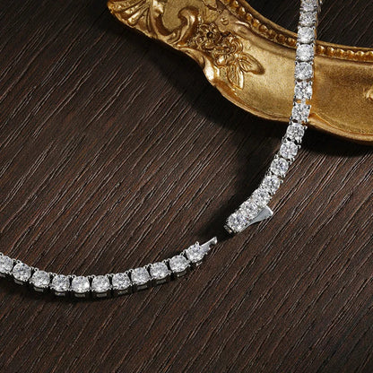 D Color Moissanite Tennis Necklace 925 Sterling Sliver Plated 18k Gold Necklace for Woman Man Hiphop Party Jewelry