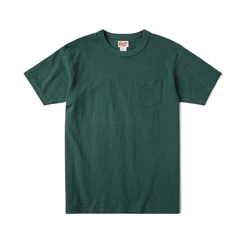 Rugged Bronson Loopwheel Tubular Pocket T-Shirt 220g Slub Cotton Men's Seamless Side Tee Short Sleeve