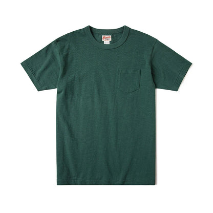 Rugged Bronson Loopwheel Tubular Pocket T-Shirt 220g Slub Cotton Men's Seamless Side Tee Short Sleeve