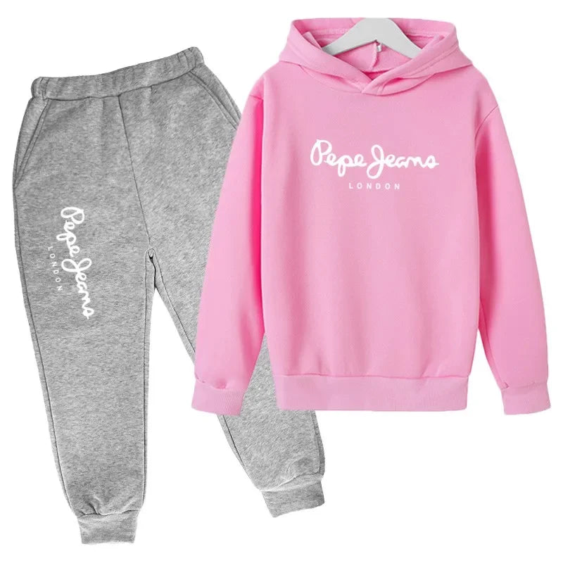 Leisure Letter Print 2pcs Hoodie+Pants Tracksuits 3-13 Years Boys Girls Spring Autumn Outfits Streetwears Children Clothes