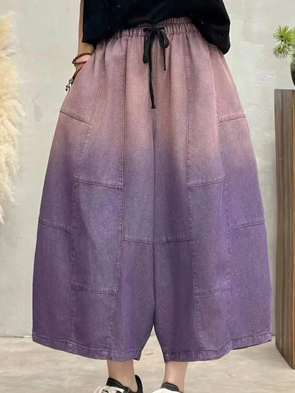 Women Summer Fashion Big Size Denim Pants 2025 Females Vintage Classic Loose Harem Trousers Elastic Waist Casual Jeans
