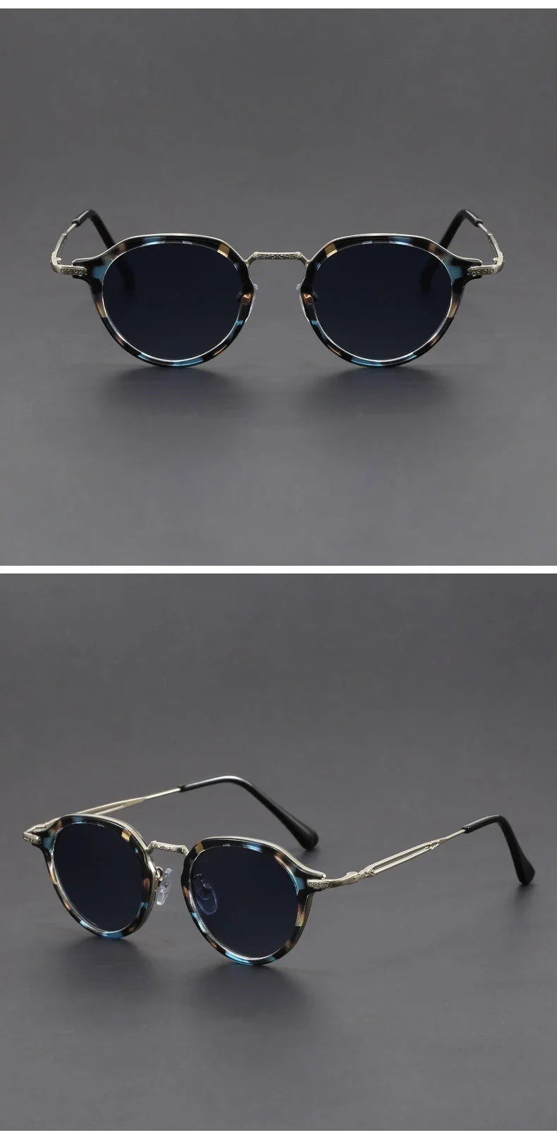 Retro Geometric Round Frame Simple Design UV Protection Men Women Polarized Sunglasses Customizable Prescription 1061