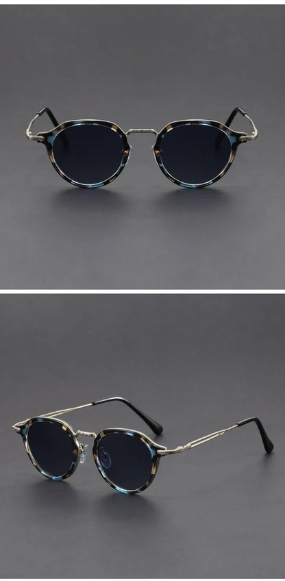Retro Geometric Round Frame Simple Design UV Protection Men Women Polarized Sunglasses Customizable Prescription 1061