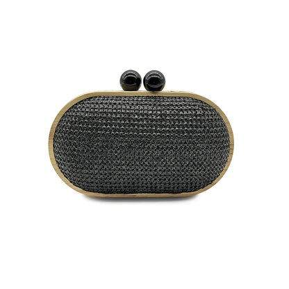 fashion Oval PP straw clutch bag for women wooden clip Handbags elegant weave summer beach bag trend shoulder crossbody bags