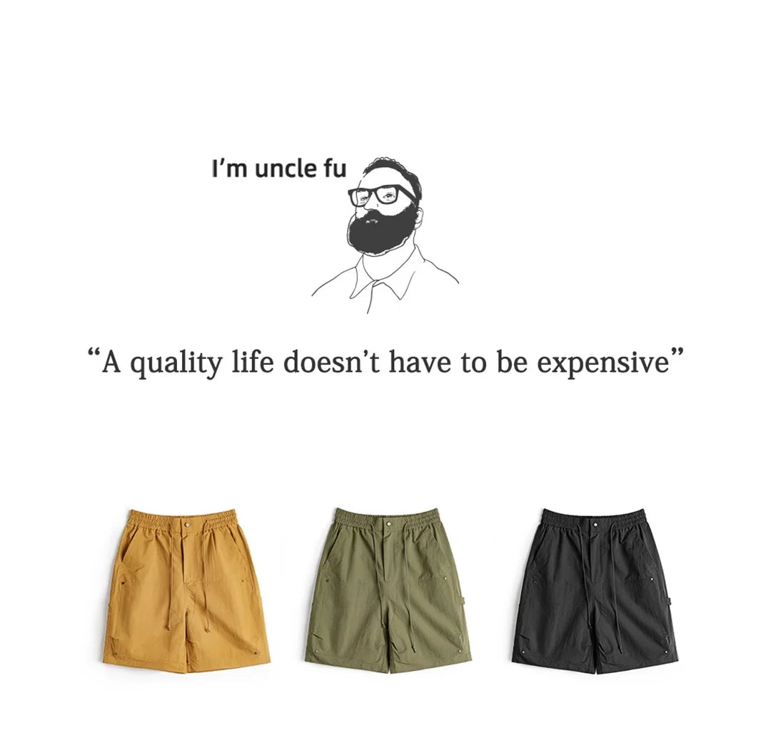 Vintage Mountain Series Lightweight Cargo Shorts Retro Double Knee Wide Leg Logger Style Outdoor Camping Men Summer