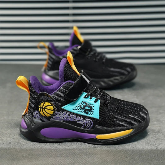 Brand Kids' Sports Shoes Non-slip Running Shoes Boys Basketball Sports Tennis Shoes Fashion Comfortable Teenager Casual Sneakers