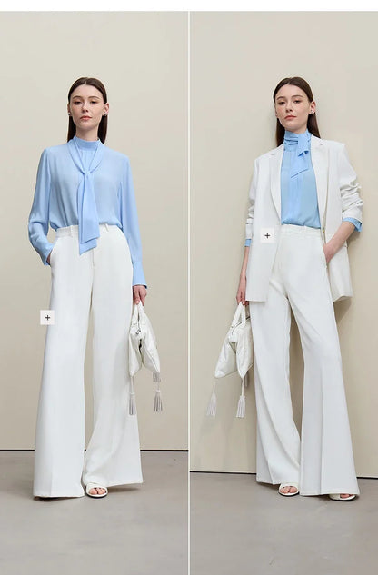 Women's Chiffon Blouse 2026 Autumn New Tie Neck Elegant Office Top French Style Stand Collar Flowy Shirt for Women 12641131
