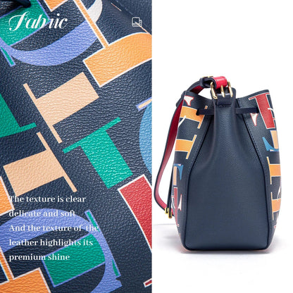 Seasonal New Arrival Fashionable Classic Women's Bucket Bag Color-Blocked Letter Print Design Women's New Shoulder Bag