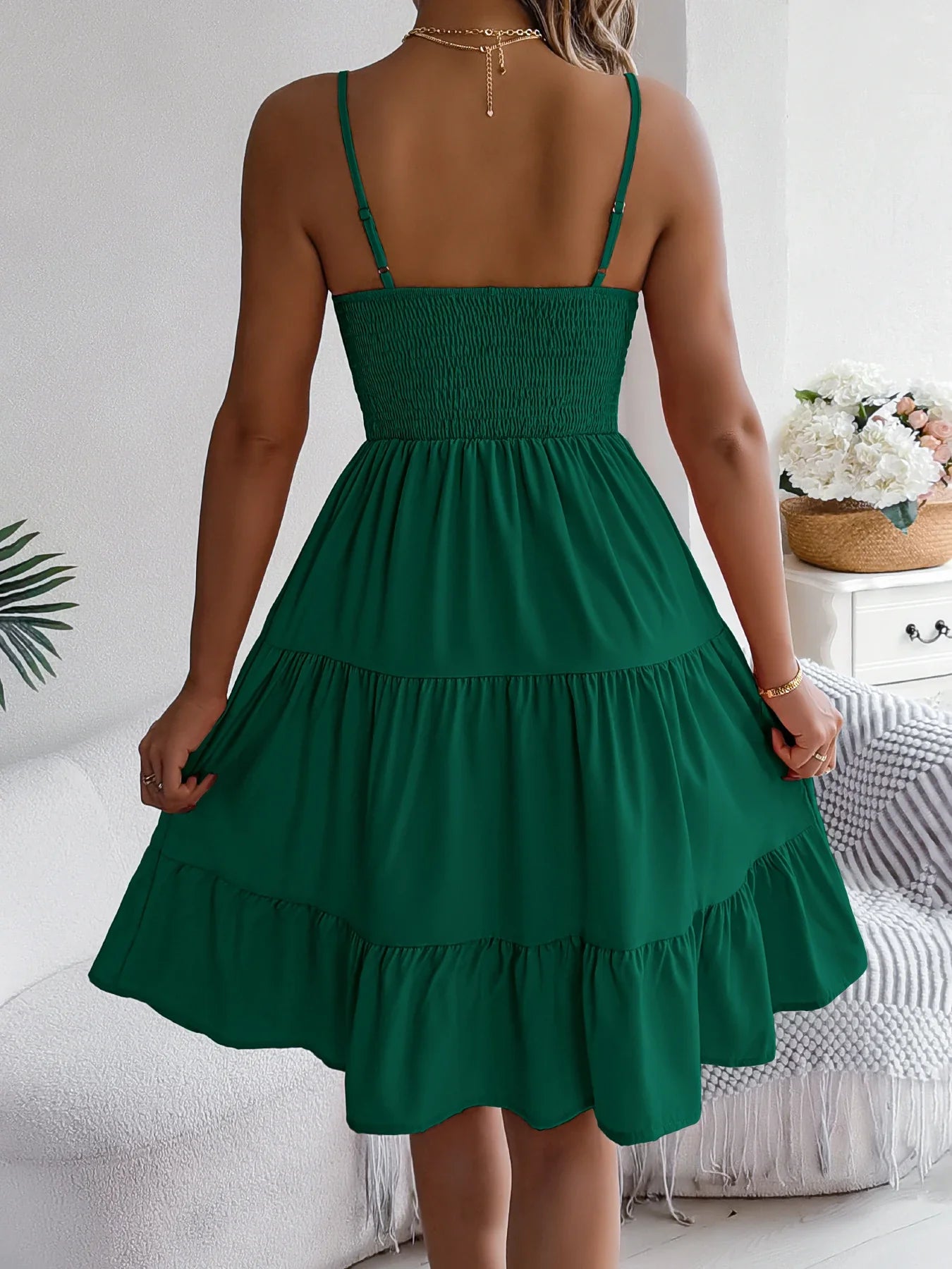 Casual Vacation Ruffled Camisole Dress Spring Summer Women's Solid Dresses for 2026 Valentine's Day Woman Clothing Pink Blue