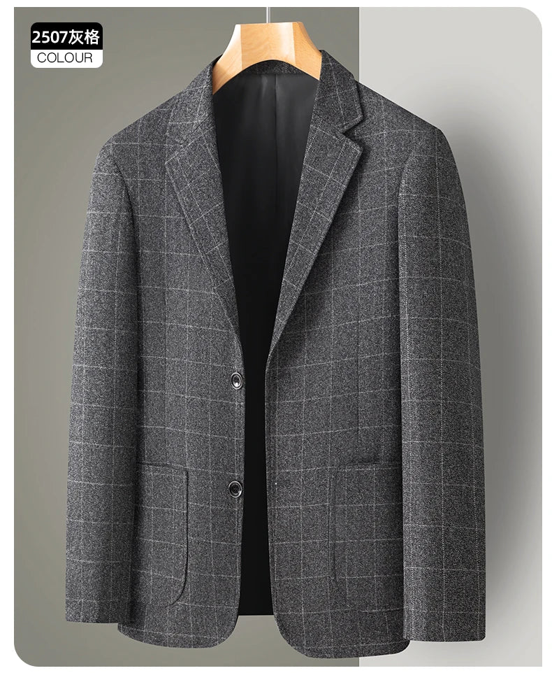 Men's Casual Loose Fit Blazer 13 Colors All-Season Plaid Suit Jacket for Men