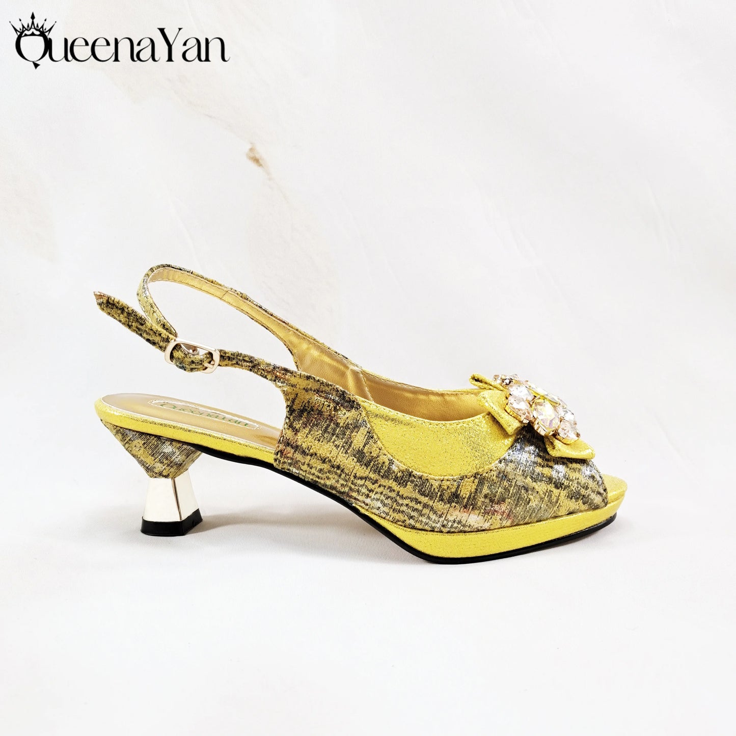 New Women High-Heel Shoes Elegant Wine Rhinestone Metallic Diamond Accents Paired with Match Handbag Exquisite Special-Material