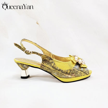 New Women High-Heel Shoes Elegant Wine Rhinestone Metallic Diamond Accents Paired with Match Handbag Exquisite Special-Material