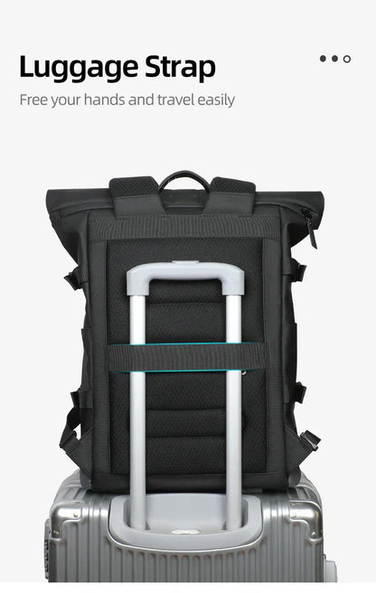 Waterproof Roll-Top Backpack for Men Large Capacity Expandable 17 Inch Laptop Bag Leisure Travel Backpack Hiking Camping Bags