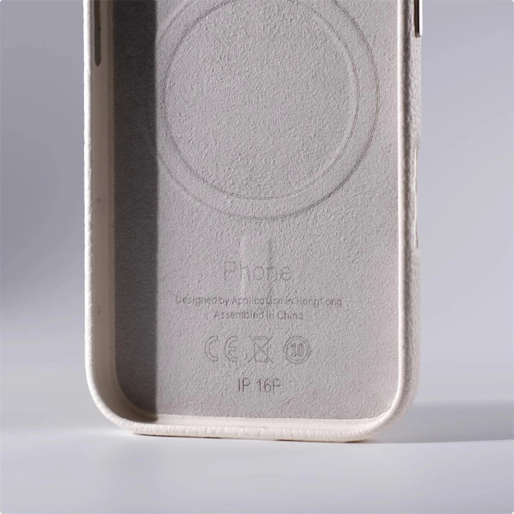Luxury Business Lychee Texture Leather Shockproof Case For iPhone 17 Pro Max 16 15 14 13 For MagSafe Magnetic Alloy Lens Cover
