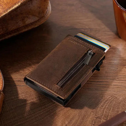 Porte-cartes de crédit bloquant le RFID, portefeuille homme de luxe, Pop Up, fin et minimaliste, étui porte-cartes bancaires noir pour hommes