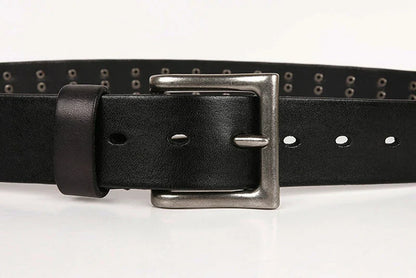 3.8CM Cowboy Punk Belt Real Genuine Leather Men Belt Metal Stud Rivet Jeans Belts For Men Strap Ceinture Homme Male Strap