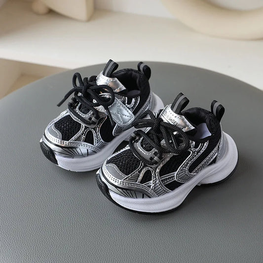 Girls' Sports Shoes 2025 New Style Soft Sole Children's Casual Shoes Fashionable Breathable Stripe Dad Shoes for Kids Boy