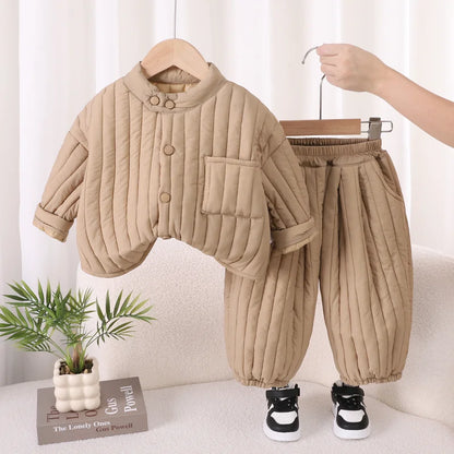 New Winter Baby Girls Clothes Set Children Boys Thick Warm Jacket Pants 2Pcs/Set Infant Clothing Toddler Costume Kids Tracksuits