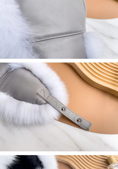 Winter Warm Real Fox Fur Hat Ear-Protecting Hats Women's Genuine Leather Windproof Fox Fur Bomber Hat Thickened Sheepskin Cap