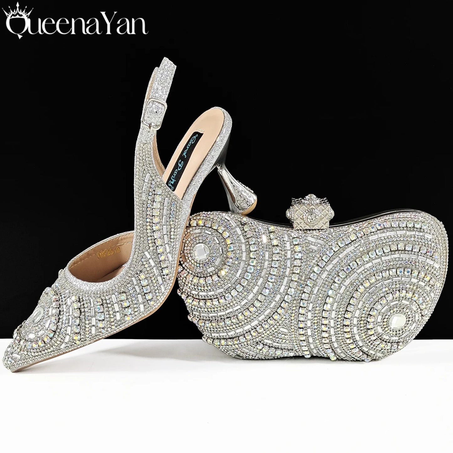 Nigerian Party Shoes Only shoes OR with bag set in Green  High Heel, Elegant Matching for Weddings & Special Occa