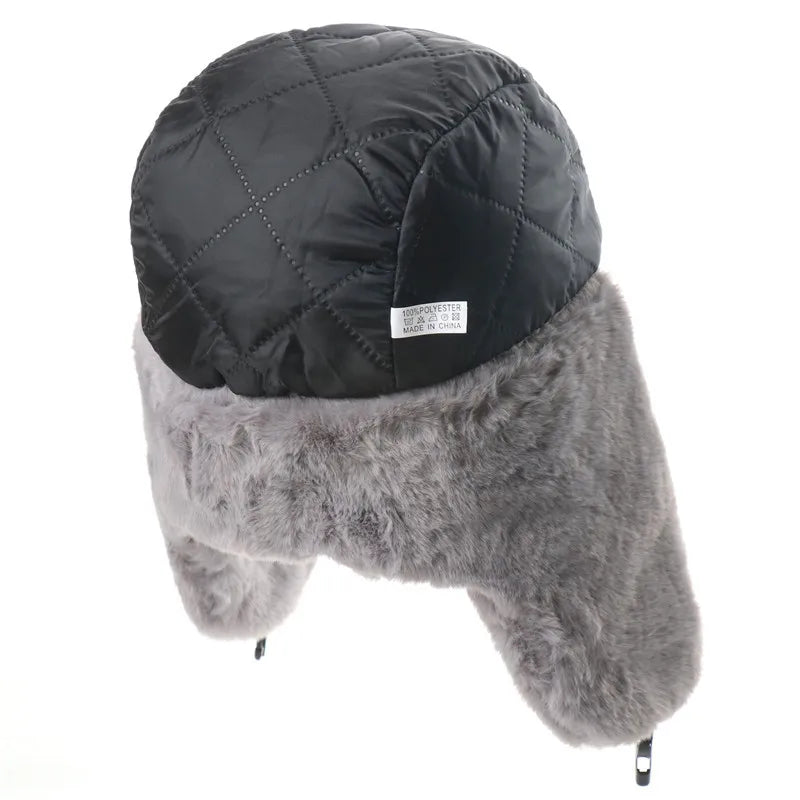 Winter Women Soviet Badge Bomber Hat Warm Faux Rabbit Fur Pilot Ushanka Windproof Thermal Earflap Hats For Men Ski Caps