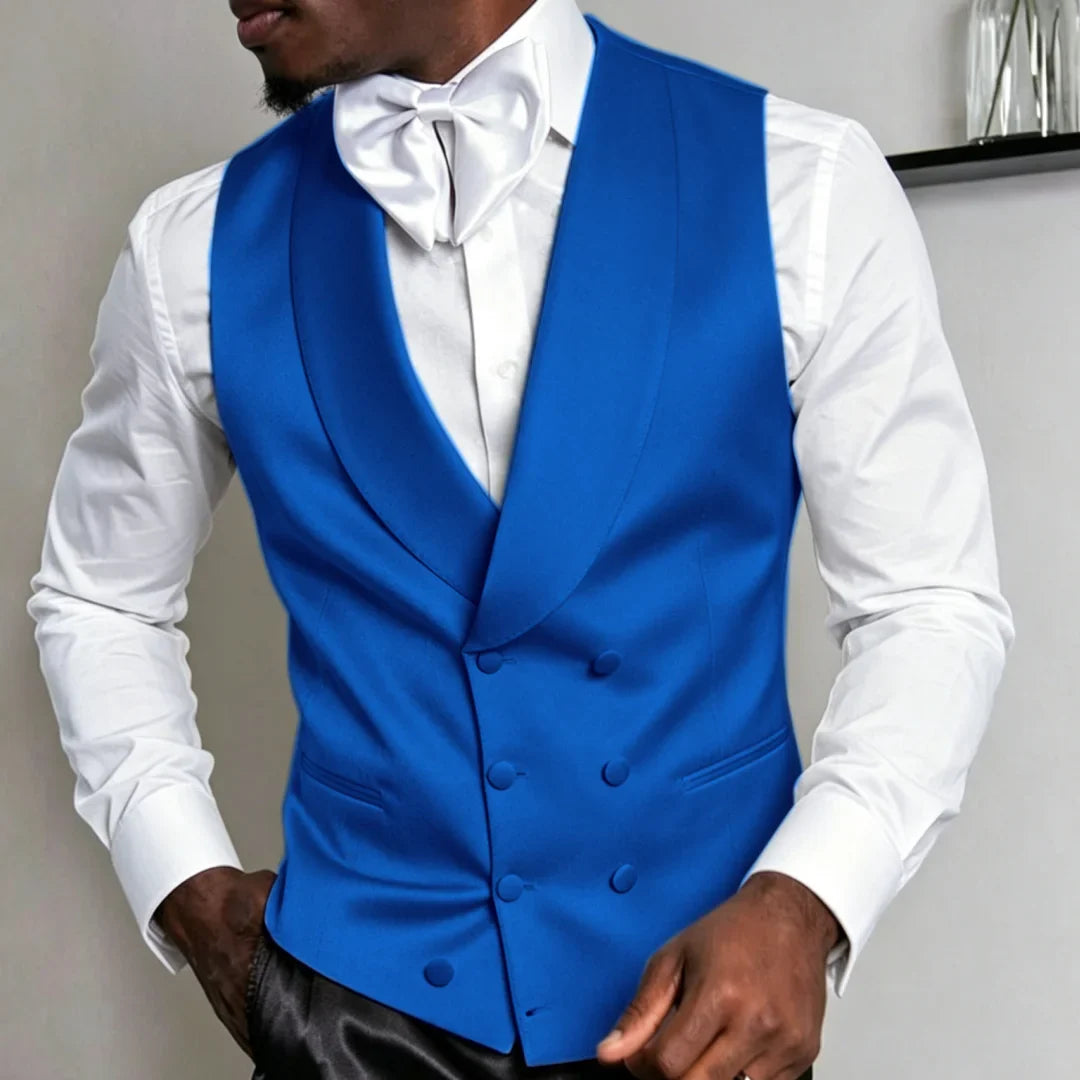 Men Vest White Double Breasted Solid With Lapel Waistcoat For Wedding Banquet Business Work Office Casual Daily Men Suit Vest