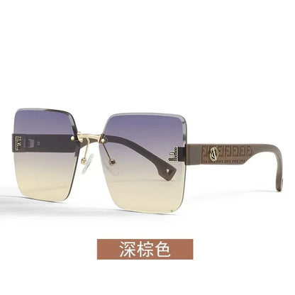 2025 New Fashion Gradient Sunglasses Women Square POLARIZED Ladies Sun Glasses Girls Rimless Vintage Luxury UV400 Gafas De Sol