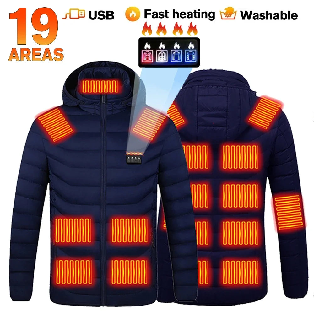 21 Areas Heated Jacket Women's Warm Vest USB Men's Heating Jacket  Waterproof Winter Heated Jackets Ski Clothing Coat Heated