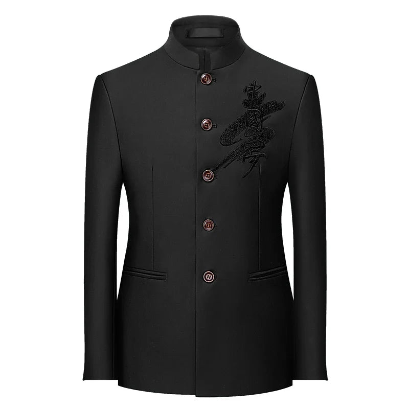 2026 Men's Chinese Style Long Sleeve Suit Jacket Korean Fit Formal Wear Asian Sizes L-7XL in Red White Black Yellow Blue Coat